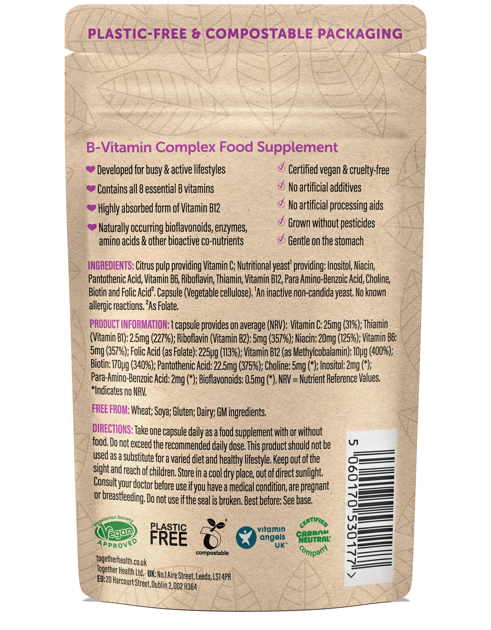 B Complex Vitamin – Vegan Supplement – 30 Capsules - Image 2
