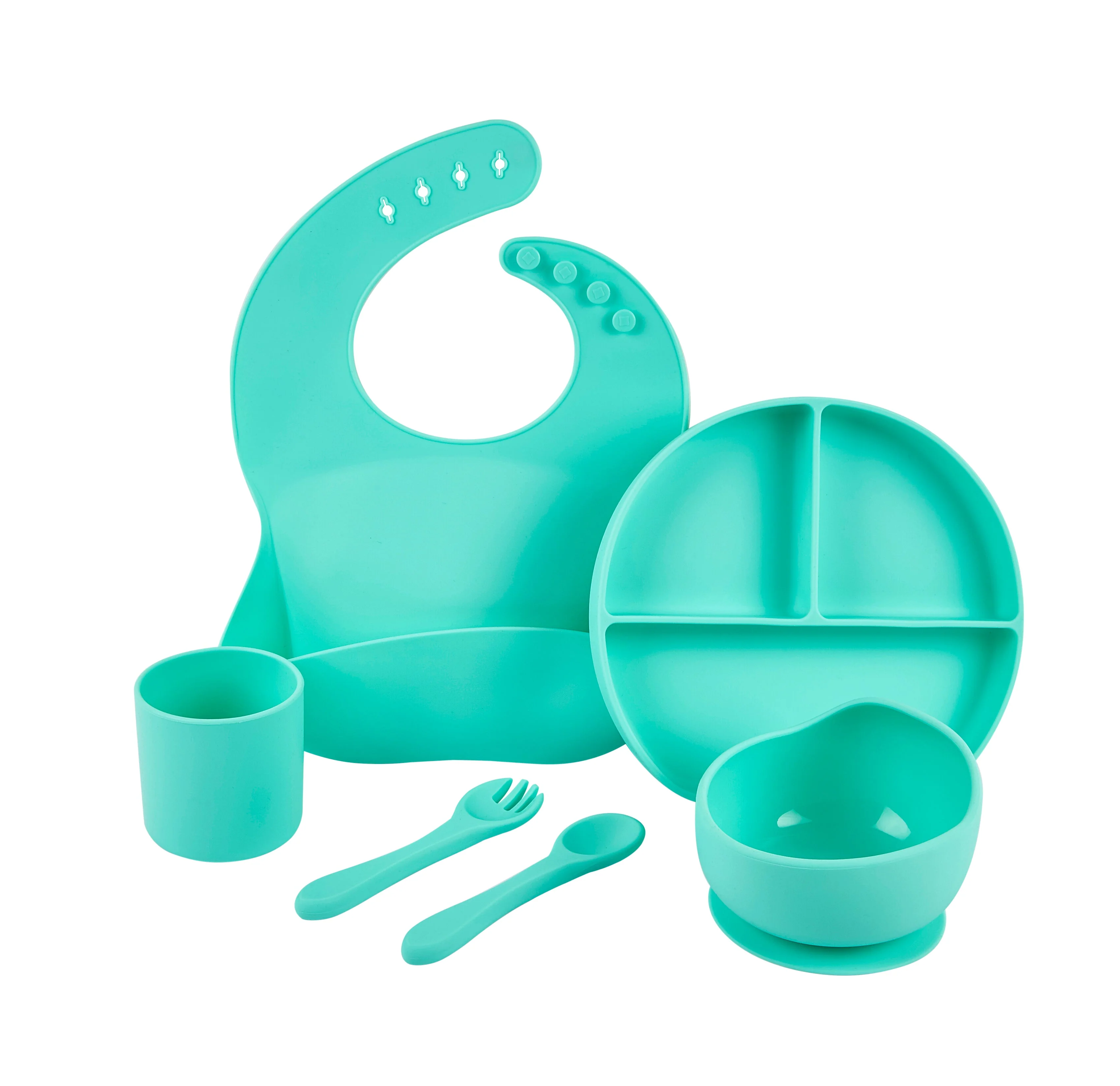 Baby Silicone Feeding Set 6pcs - Green - Image 2