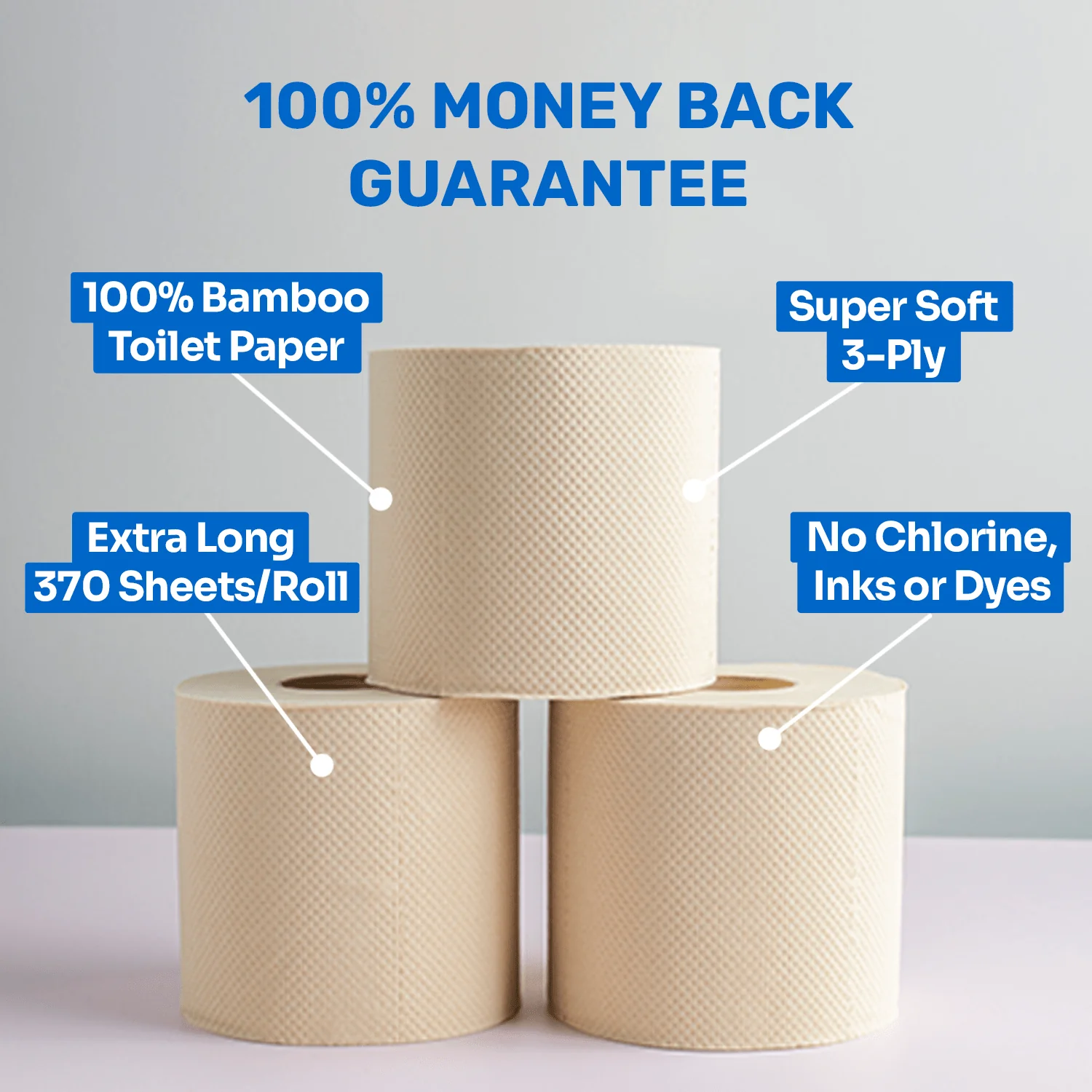Bazoo Unbleached Bamboo Toilet Paper | 24 Rolls or 48 Rolls | 100% FSC Bamboo, Plastic-Free - Image 2