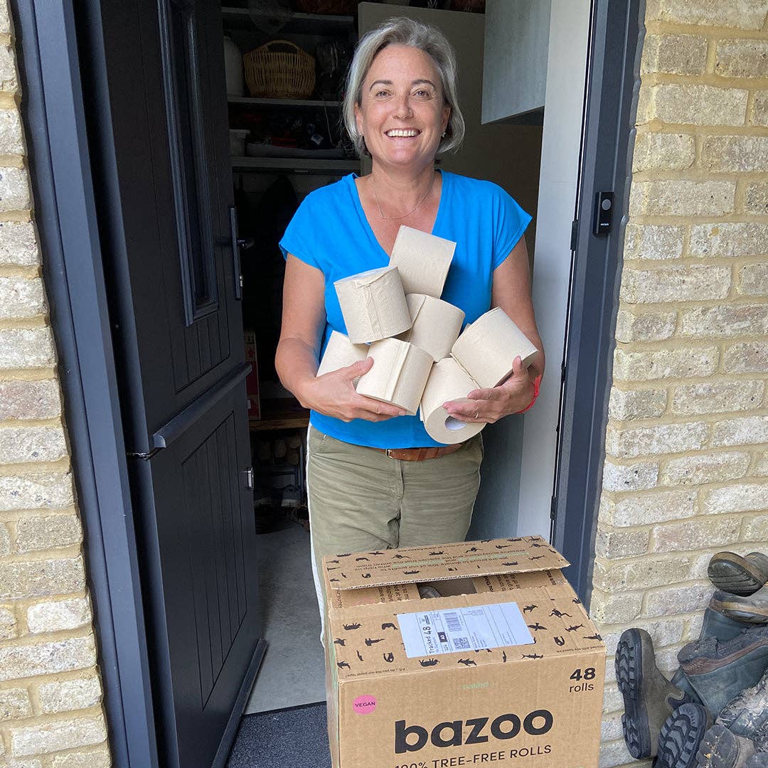 Bazoo Unbleached Bamboo Toilet Paper | 24 Rolls or 48 Rolls | 100% FSC Bamboo, Plastic-Free - Image 4