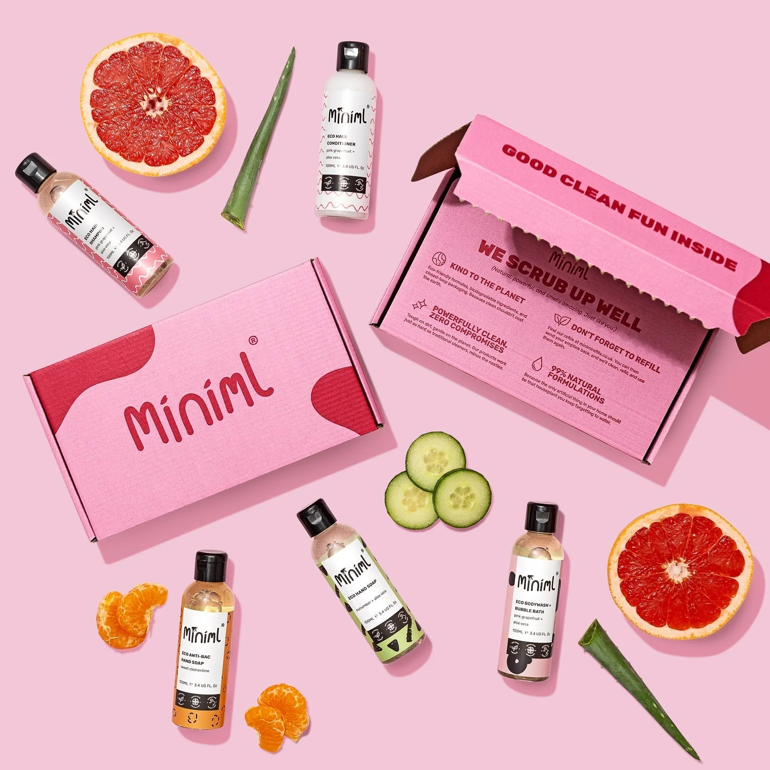 Miniml Beauty Trial & Travel Set | 5 x 100ml Mini Hair & Body Bundle - Image 2