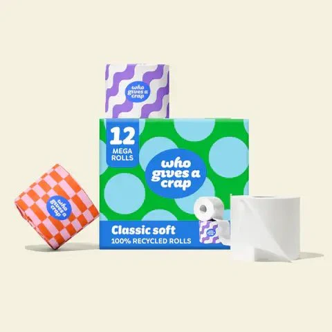 Recycled Toilet Roll Mega 12 Pack – 370 Sheets, Plastic Free, FSC Certified