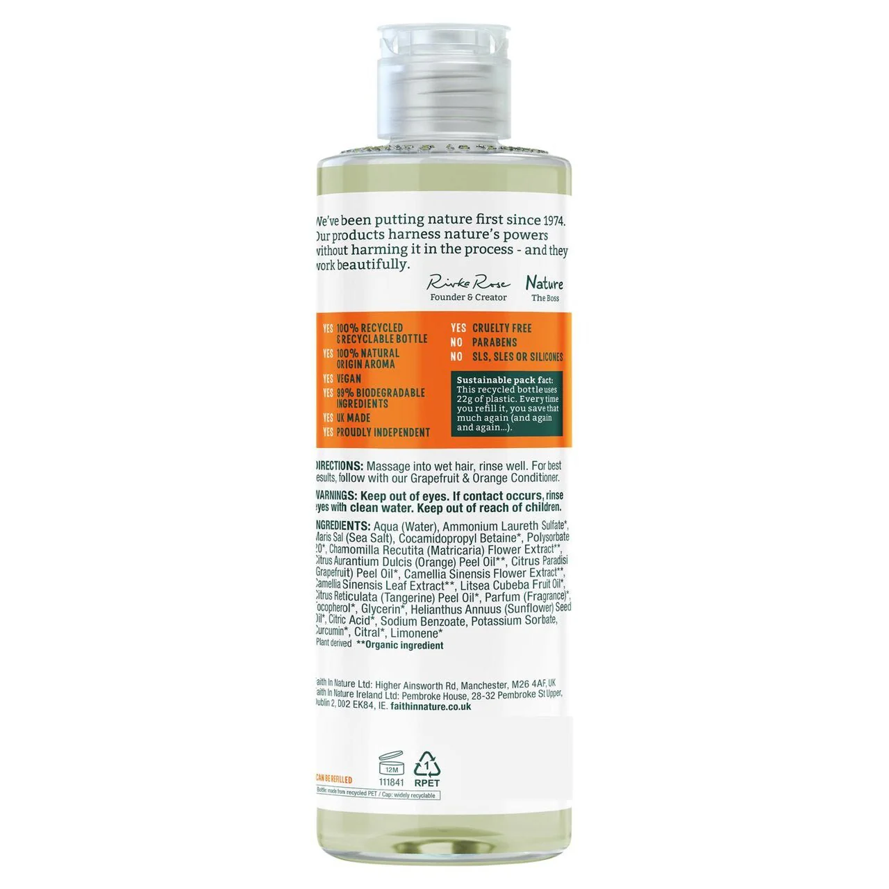 Faith In Nature Grapefruit & Orange Shampoo – 400ml - Image 2