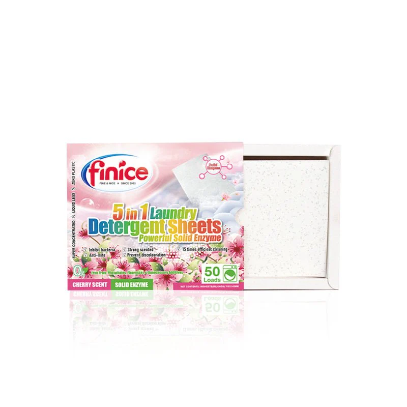 Finice 5 in 1 Laundry Detergent Sheets – Powerful Stain Removal, Solid Enzyme, 50 Loads - Image 3