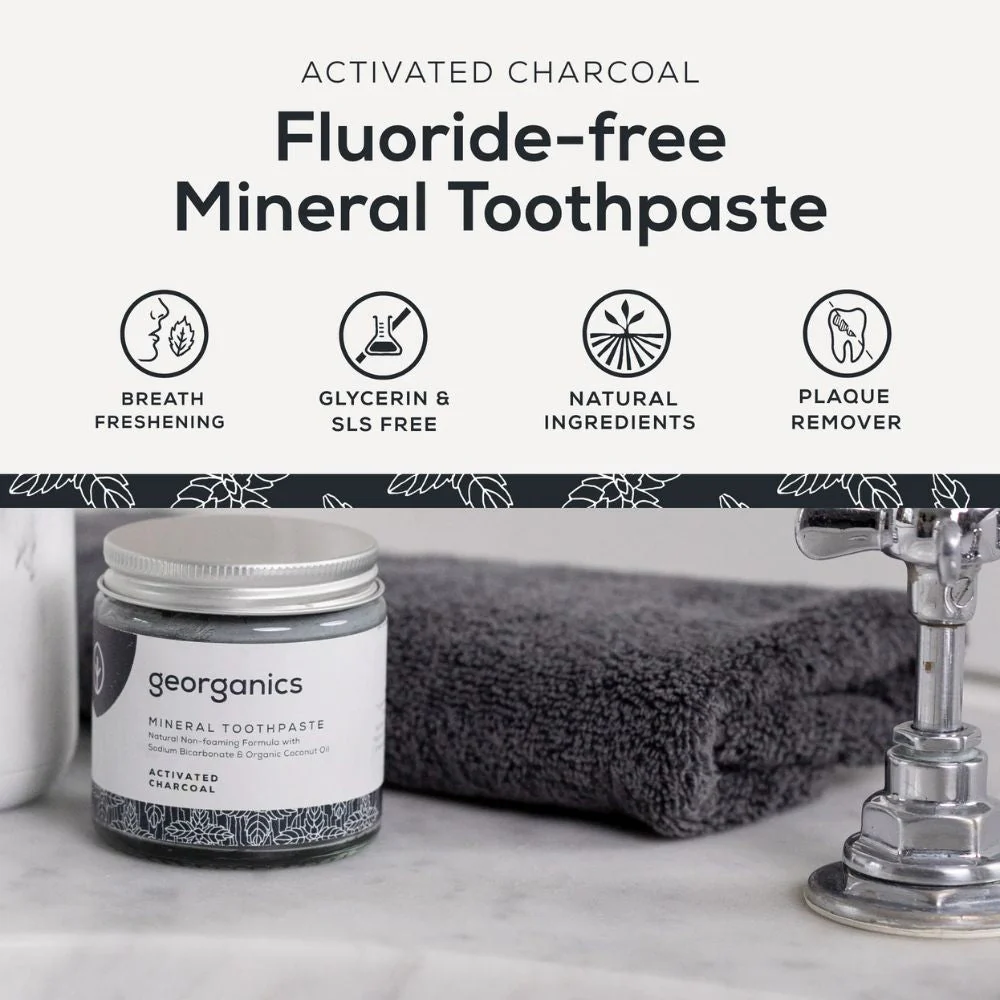 Georganics Fluoride Free Charcoal Toothpaste 60ml Natural Mineral Formula - Image 6