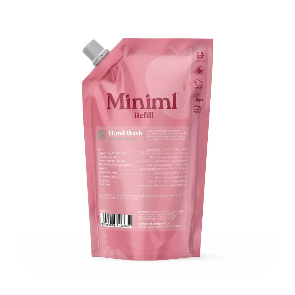 Miniml Cucumber + Aloe Vera Hand Soap 1L Refill | Fresh and Gentle Cleansing