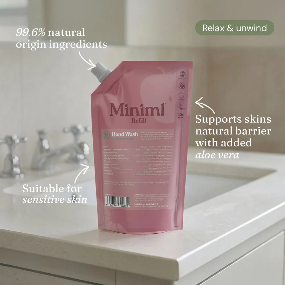 Miniml Cucumber + Aloe Vera Hand Soap 1L Refill | Fresh and Gentle Cleansing - Image 2