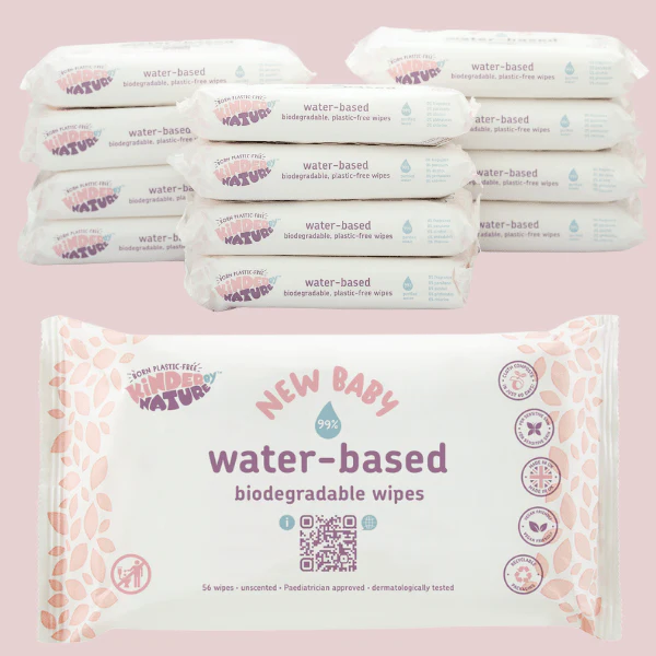 Kinder by Nature Water-Based Baby Wipes | 99% Water Biodegradable Baby Wipes | Sensitive & Eczema-Prone Skin