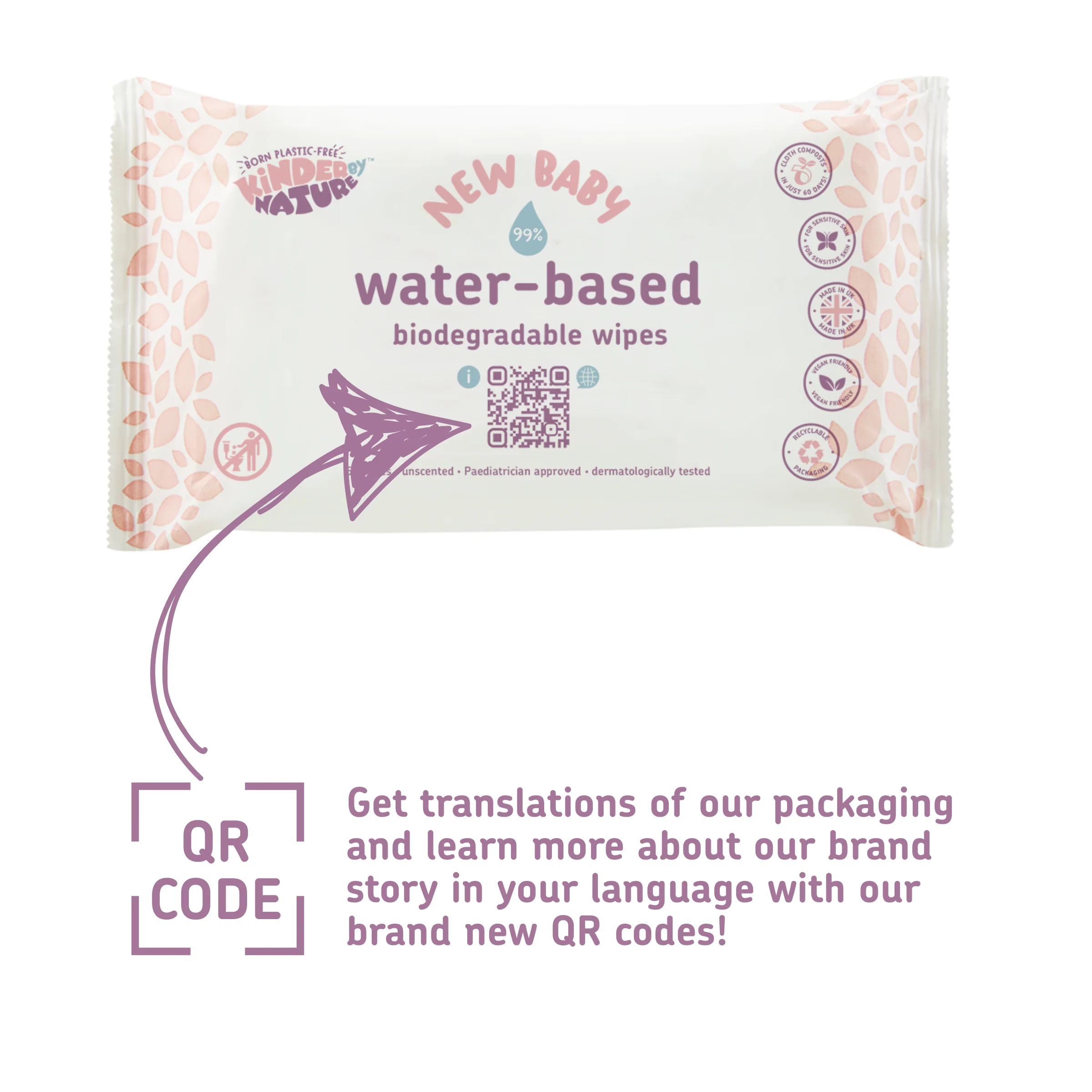 Kinder by Nature Water-Based Baby Wipes | 99% Water Biodegradable Baby Wipes | Sensitive & Eczema-Prone Skin - Image 2