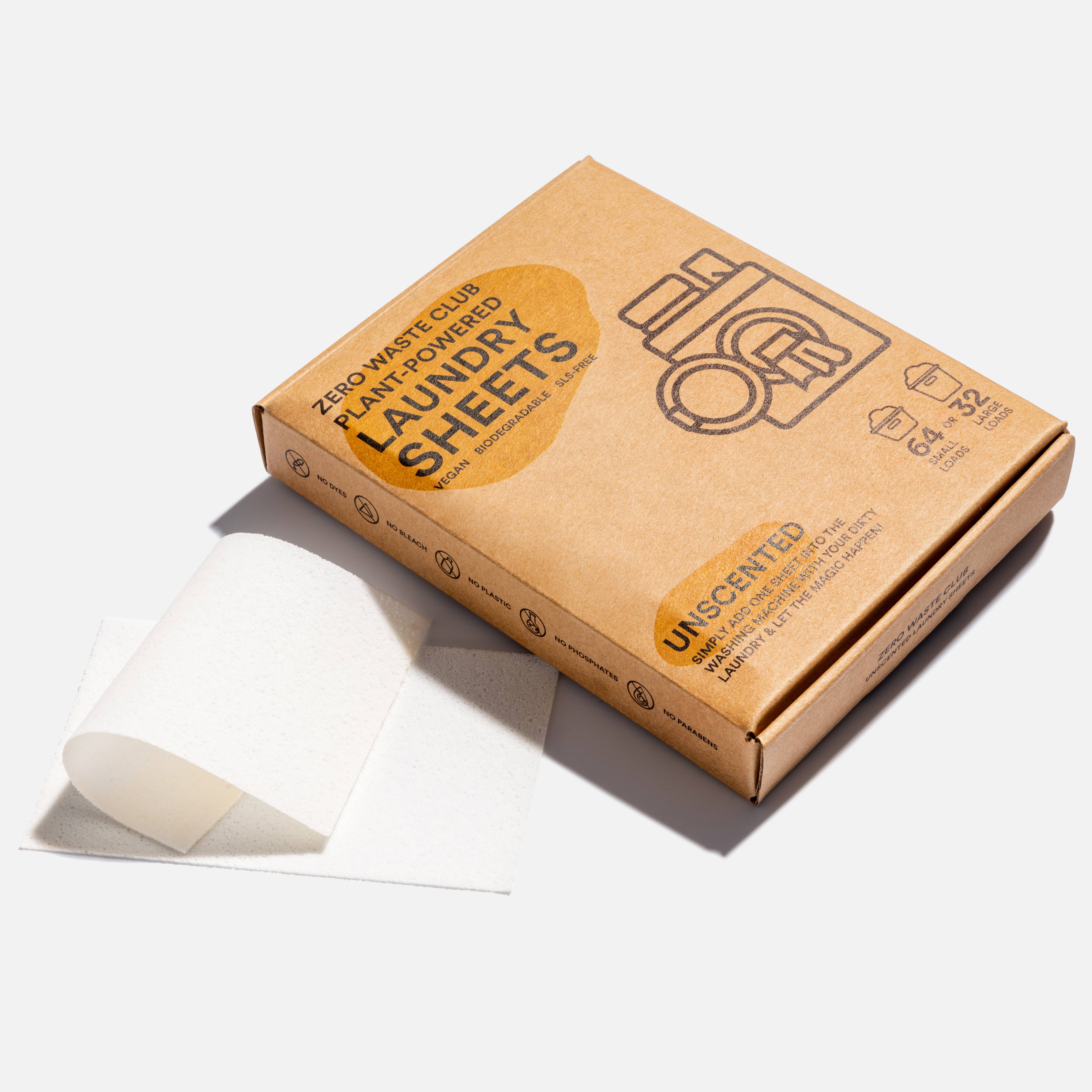 Zero Waste Club Eco-Friendly Laundry Detergent Sheets – Unscented | 64 Washes - Image 2
