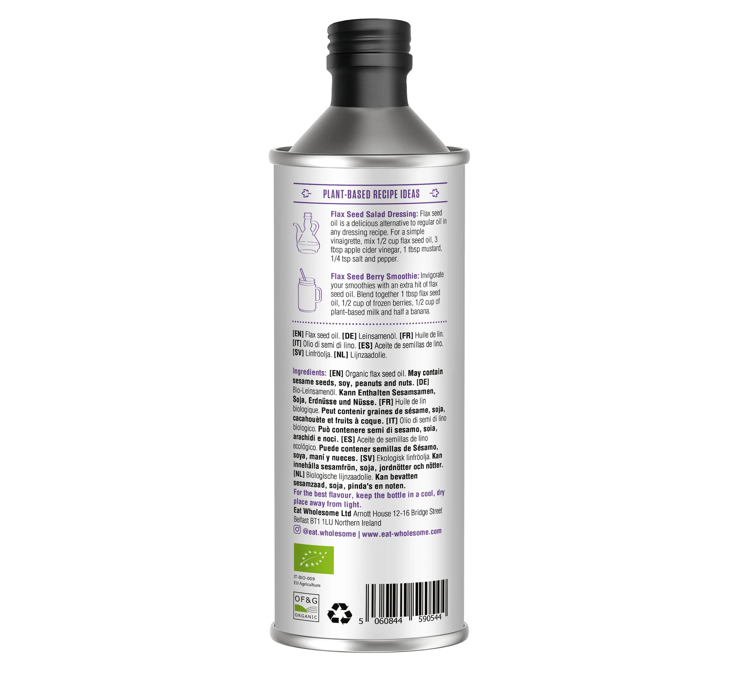 Eat Wholesome Organic Flax Seed Oil 500ml | Cold-Pressed - Image 2