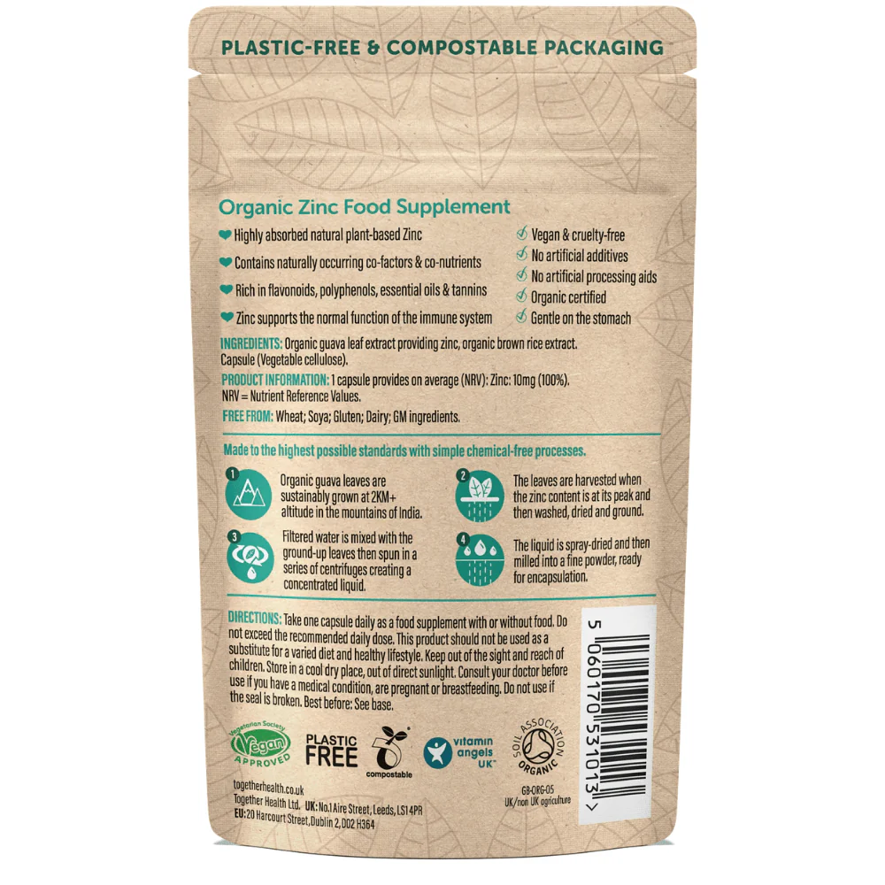 Organic Guava Leaf Zinc Capsules – Soil Association Certified Plant-Based Zinc (30 Capsules) - Image 2