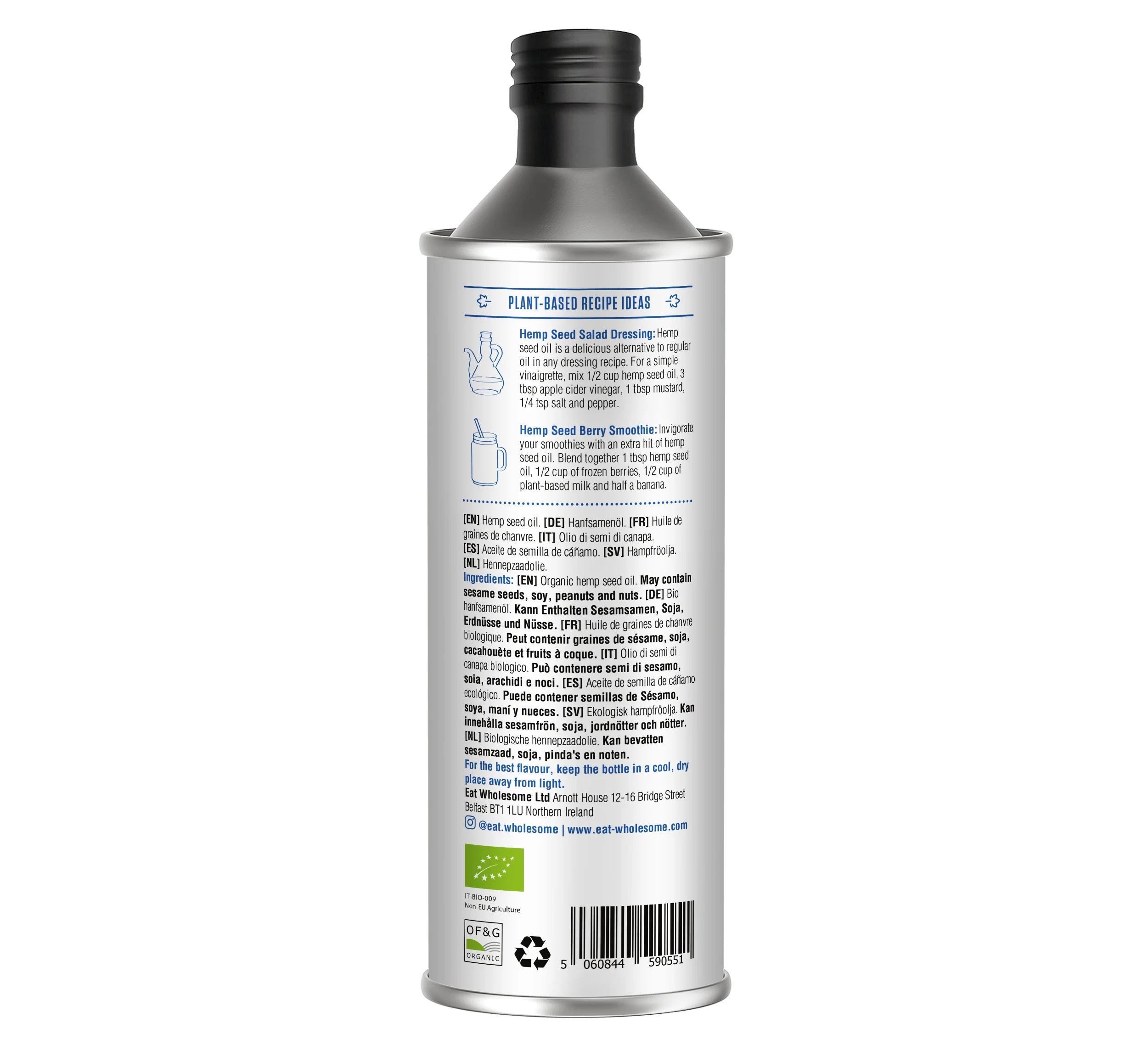 Eat Wholesome Organic Hemp Seed Oil 500ml | Cold-Pressed - Image 2