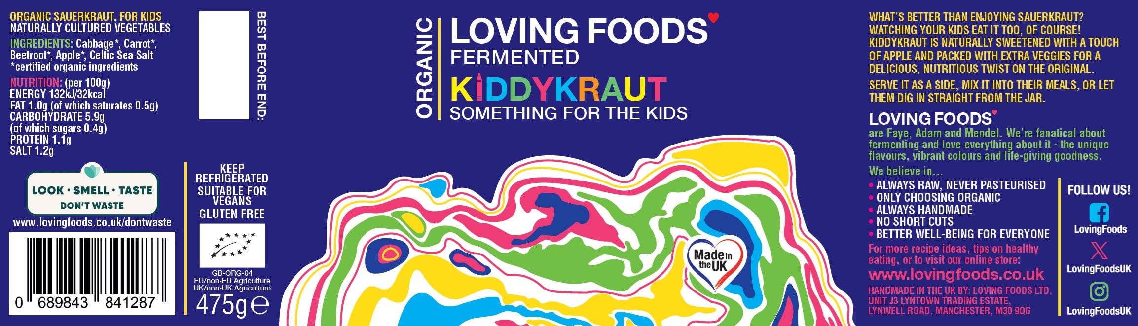 Organic Kiddykraut – Raw Unpasteurised Sauerkraut with Apple & Carrot 475g - Image 2