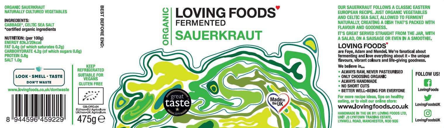 Organic Sauerkraut – Raw Unpasteurised Fermented Cabbage 475g Vegan - Image 3