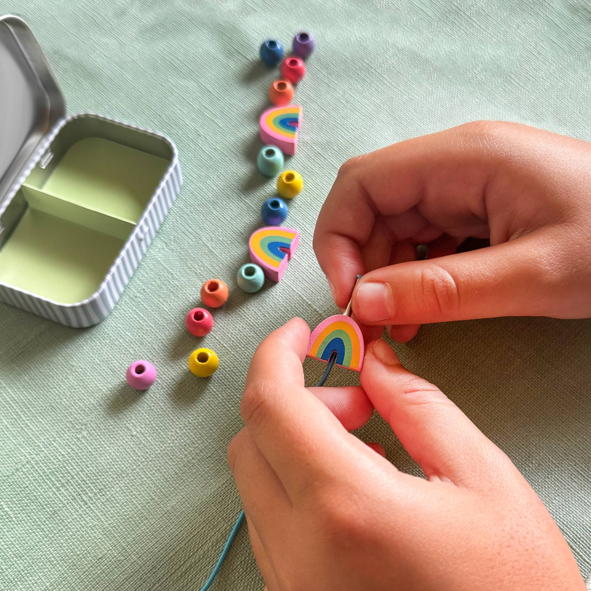Create Your Own Rainbow Bracelet Craft Gift Kit in Reusable Tin - Image 2