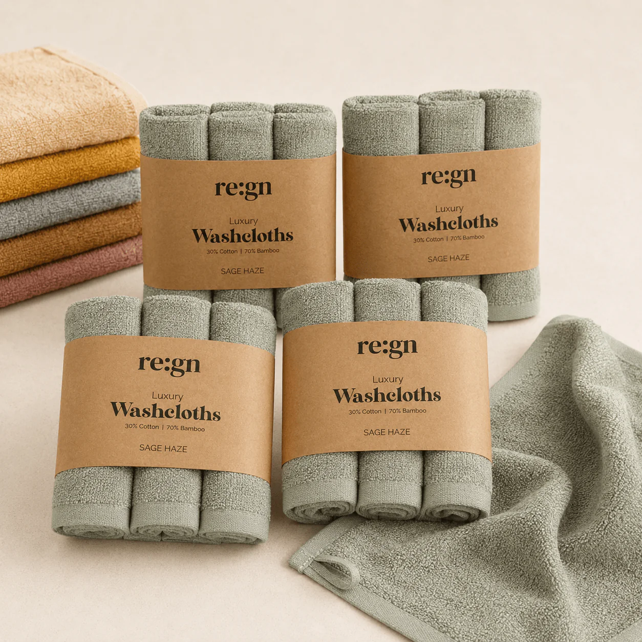 Re:gn Luxury Bamboo Face Cloths - 4 Pack Bundle – 12 Soft Face Cloths