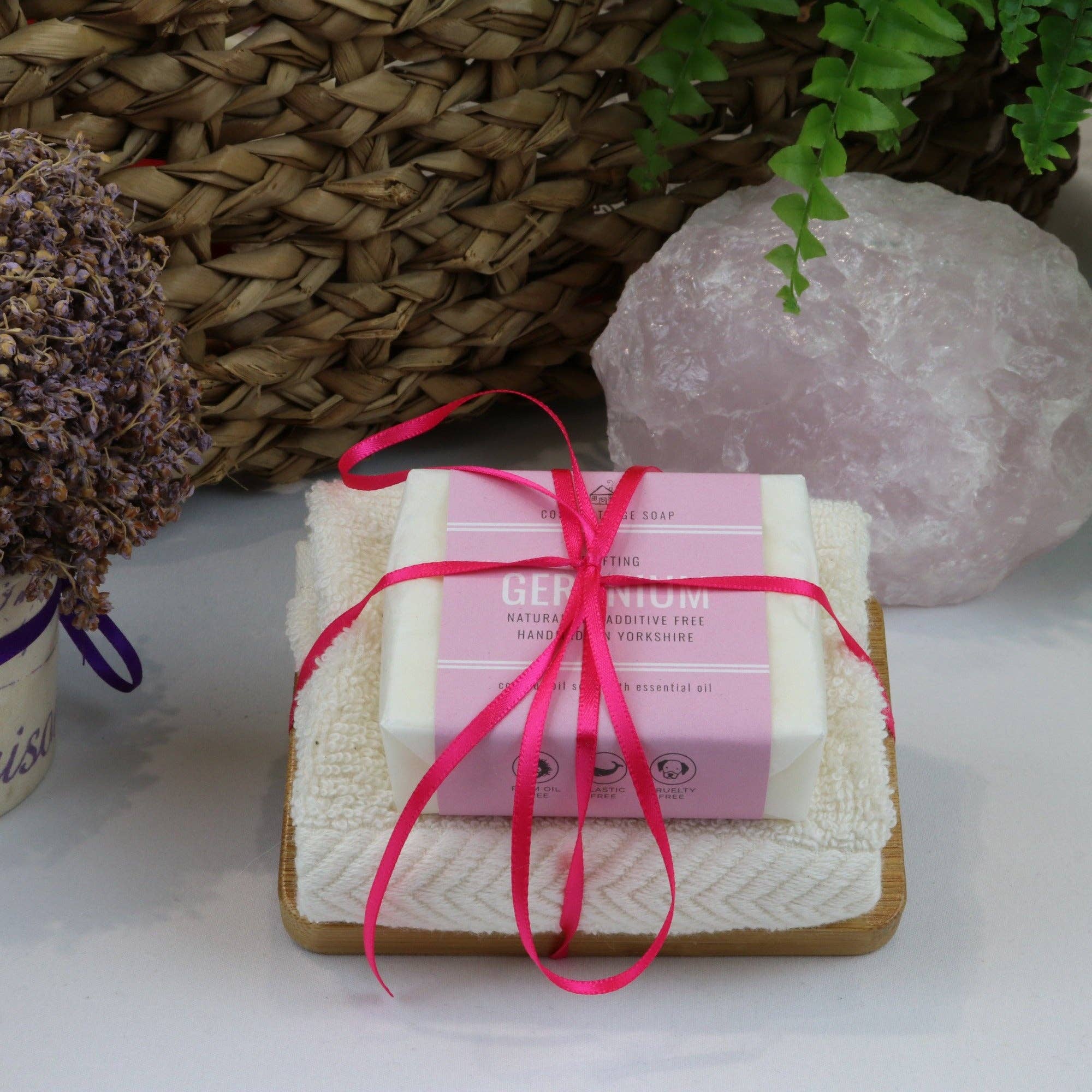 Natural Soap, Cotton Cloth & Bamboo Dish Gift Set – Handmade in Yorkshire - Image 4