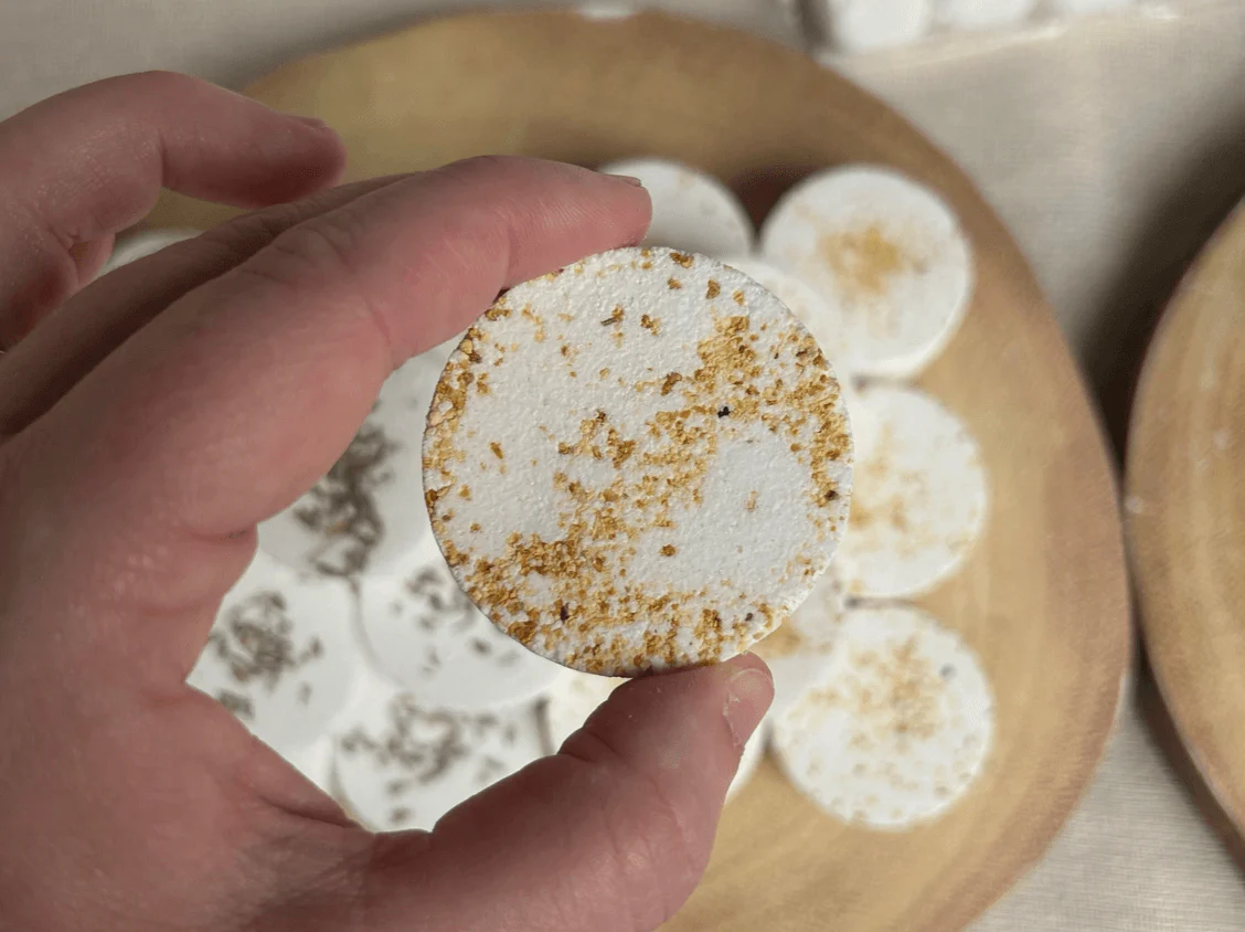 Floral Topped Shower Steamer For Stress-Free Relaxation, Sweet Orange Lemongrass Essential Oils - Image 2